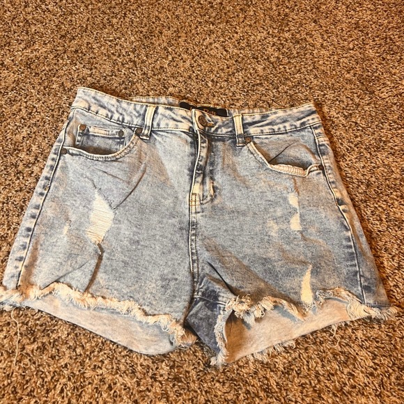 Indigo Rein Pants - Indigo Rein Denim Shorts Distressed Frayed Hem Acid Wash Blue Size‎ 11
